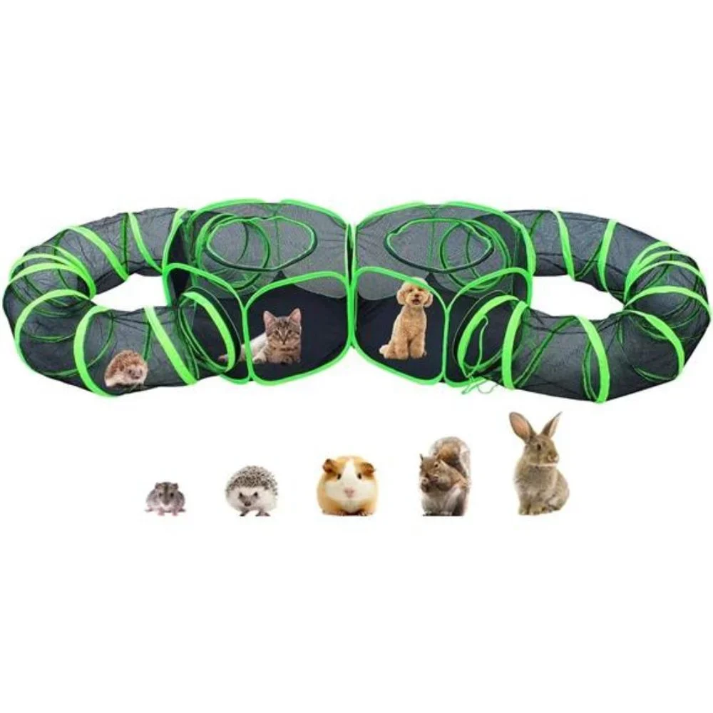 4 in 1 Small Animal Playpen with Tunnel, Top Cover Anti Escape